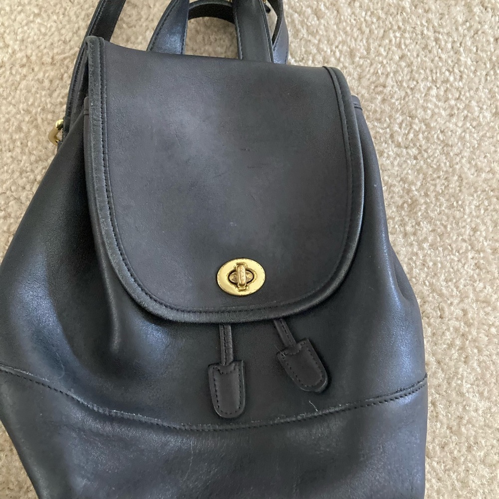 Coach Black Leather Backpack